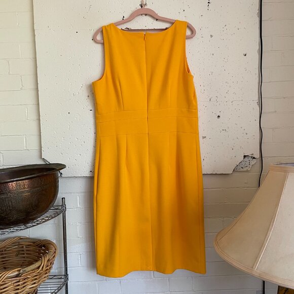Ann Taylor | Gold Yellow Doubleweave Square Neck Sleeveless Sheath Dress 12 NWT - Picture 5 of 6